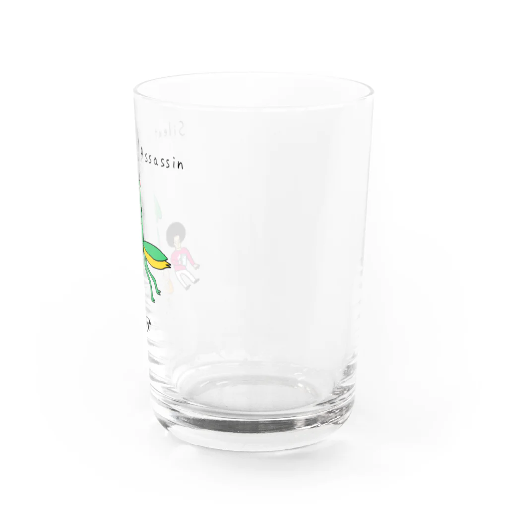 花くまゆうさくの背後にカマキリ Water Glass :right