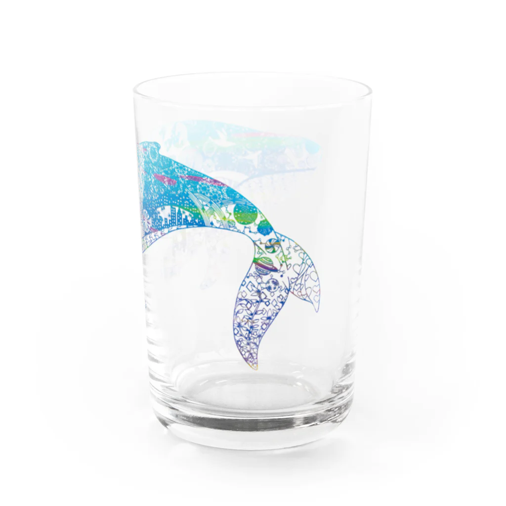 切り絵作家カジタミキの切り絵のクジラ Water Glass :right