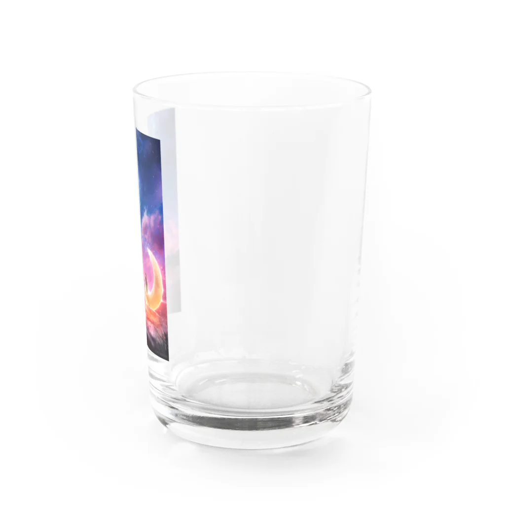 えっへんウサギのペンギンの夜空へ向かう月の船 Water Glass :right