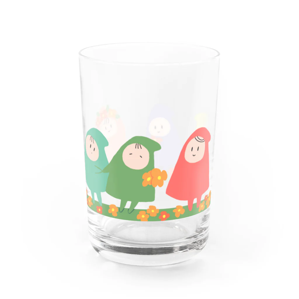 しばの夢工房イラストグッズ店の春を楽しむ幸せの小人さんたち Water Glass :right