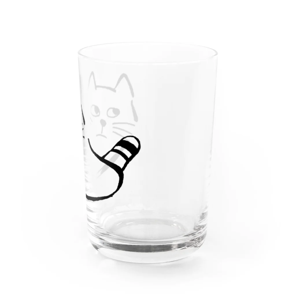 気ままに創作　よろず堂の飼い主よ、何か用か？　モノクロ黒 Water Glass :right