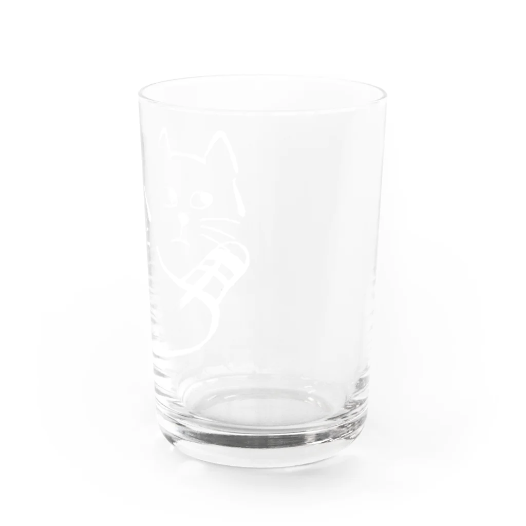 気ままに創作　よろず堂の飼い主よ、何か用か？　モノクロ白 Water Glass :right