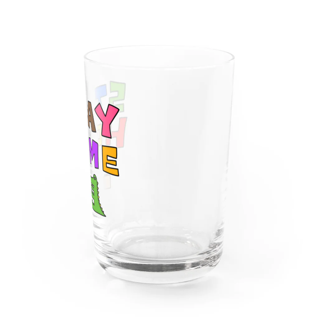 麦畑のステイホーム(ゲームをしてるワニ)カラー Water Glass :right