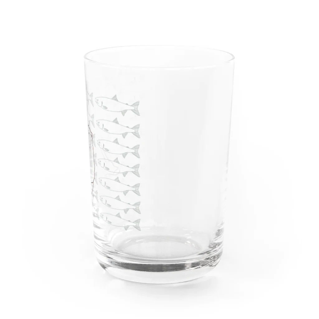 お腹すいたの鮭のことを考える熊 Water Glass :right