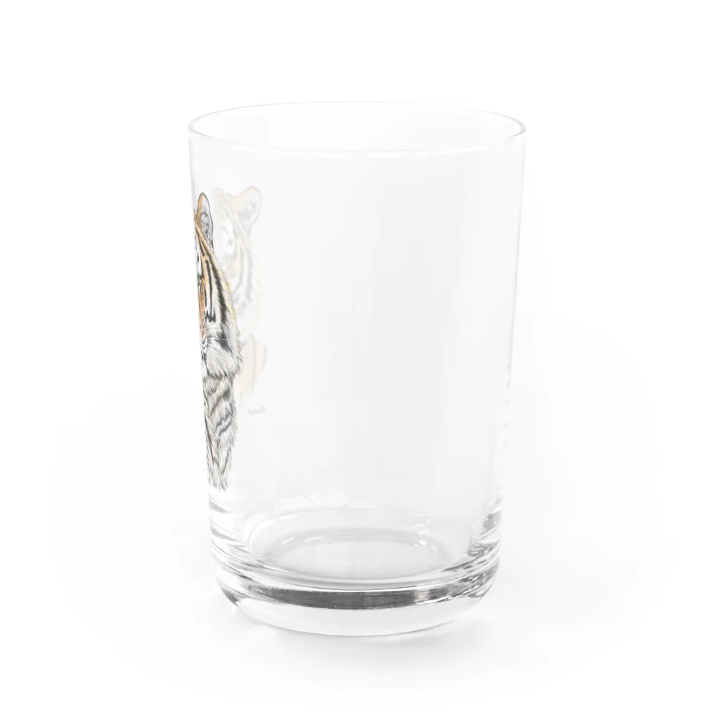 EmiriA artの正面顔のトラ Water Glass :right