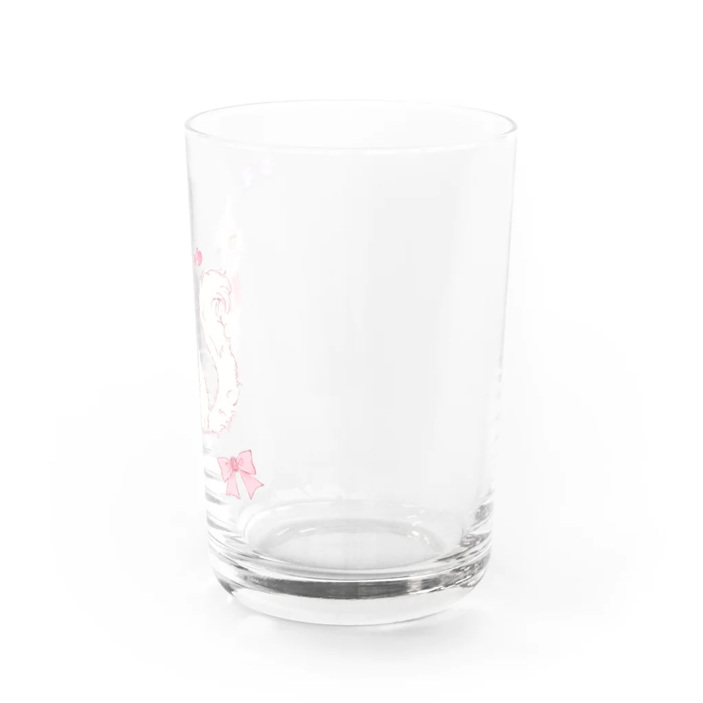 ぷにぷにの猫とリボン Water Glass :right