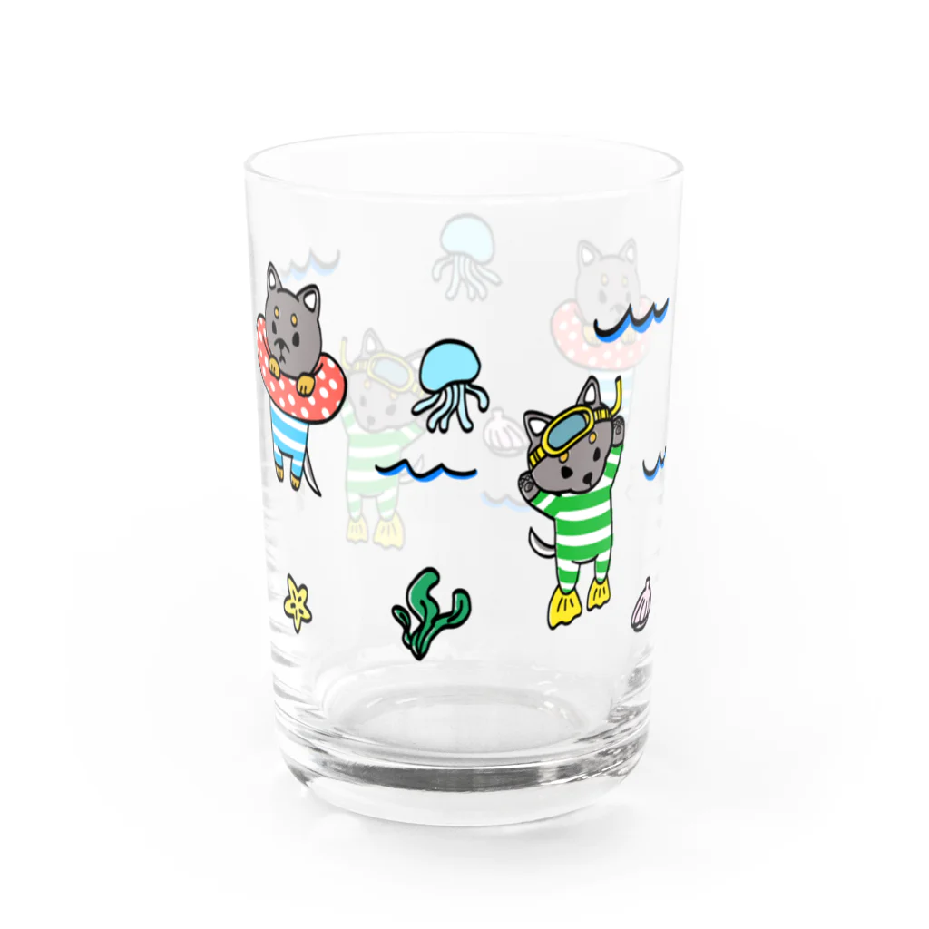 ともえのえ - 柴犬とか動物色々のクロマメぷかぷかサマー Water Glass :right