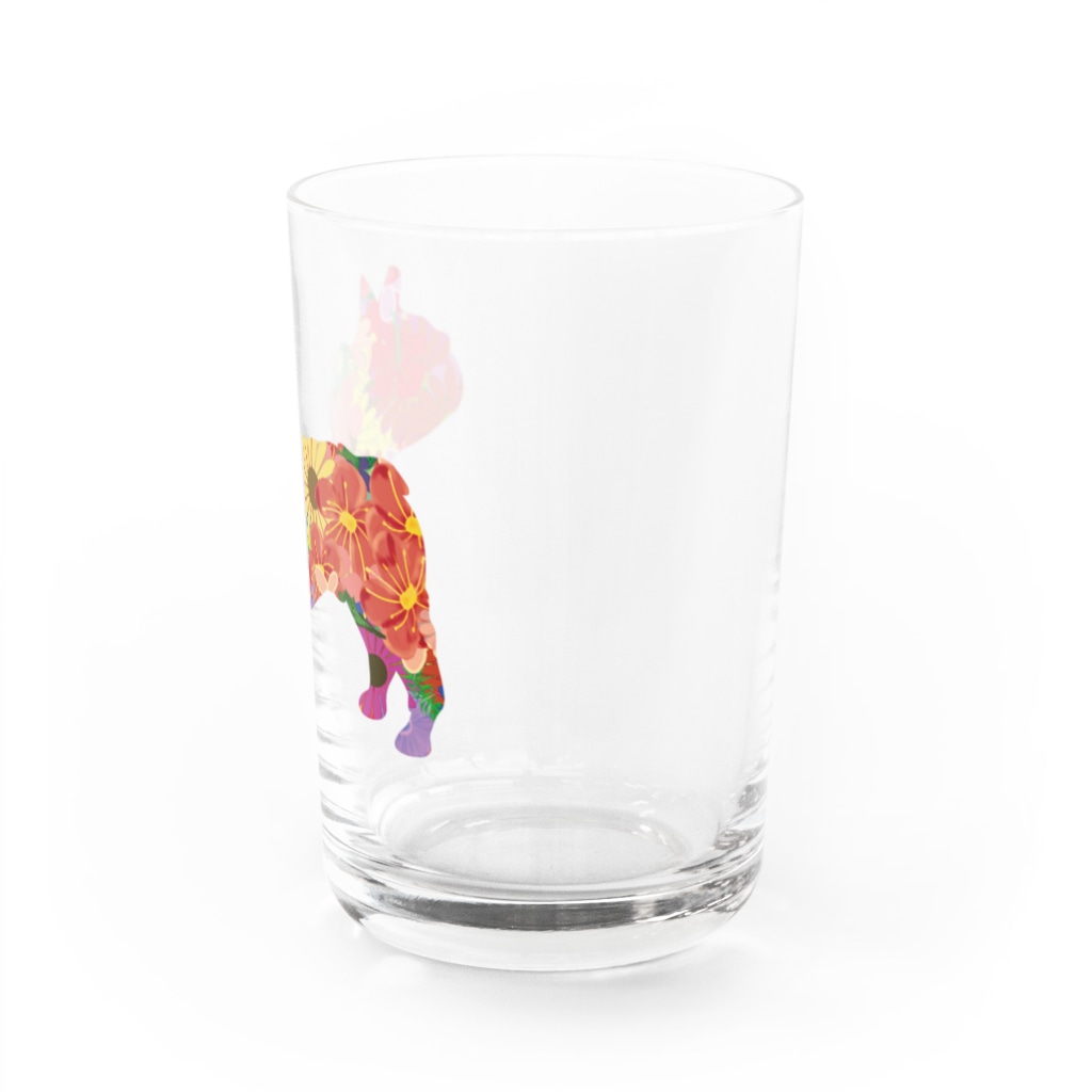 chicodeza by suzuriのきれいな花フレンチブルドッグ Water Glass :right