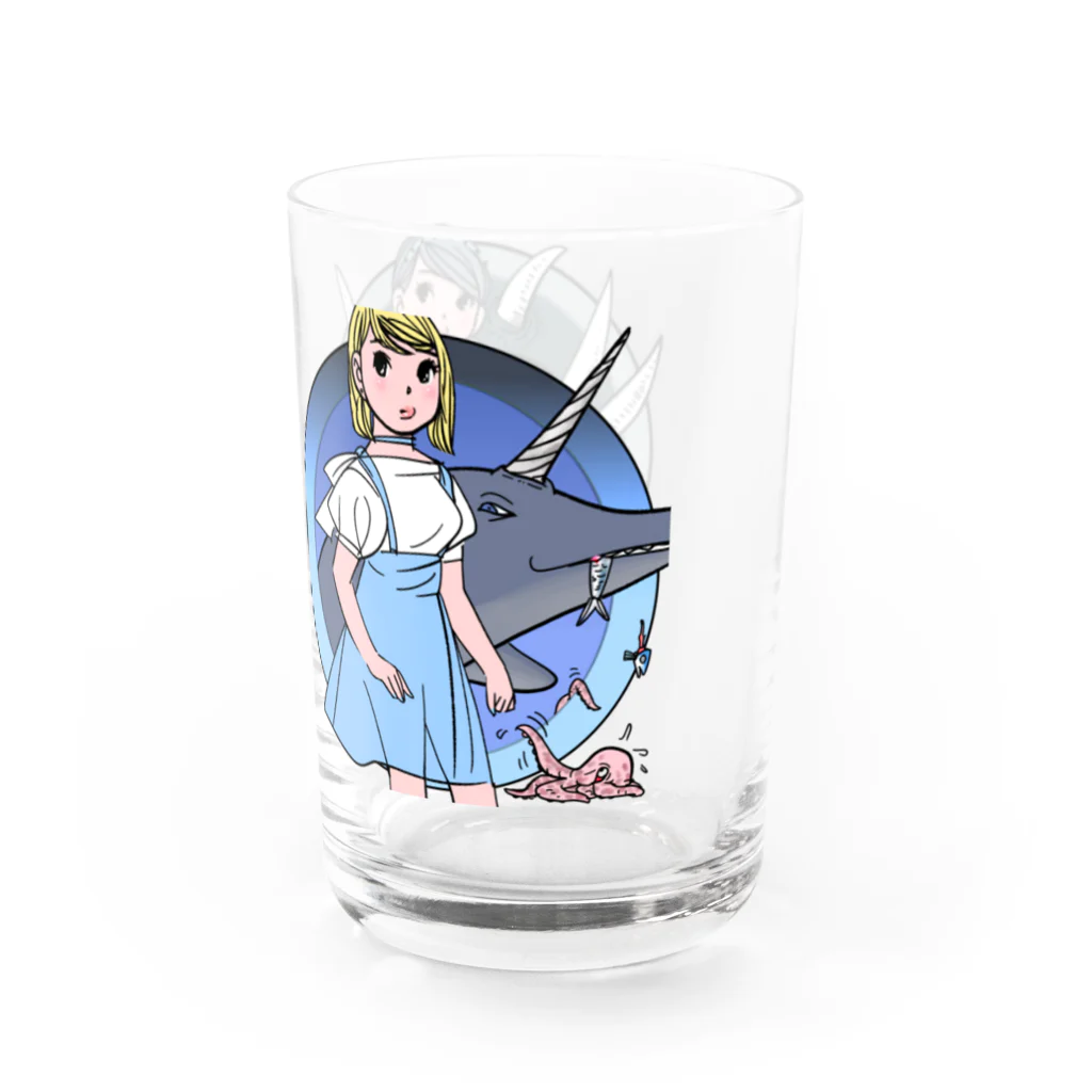 kaeruco(* 皿 *)のユニコーンイルカと角と牙 Water Glass :right