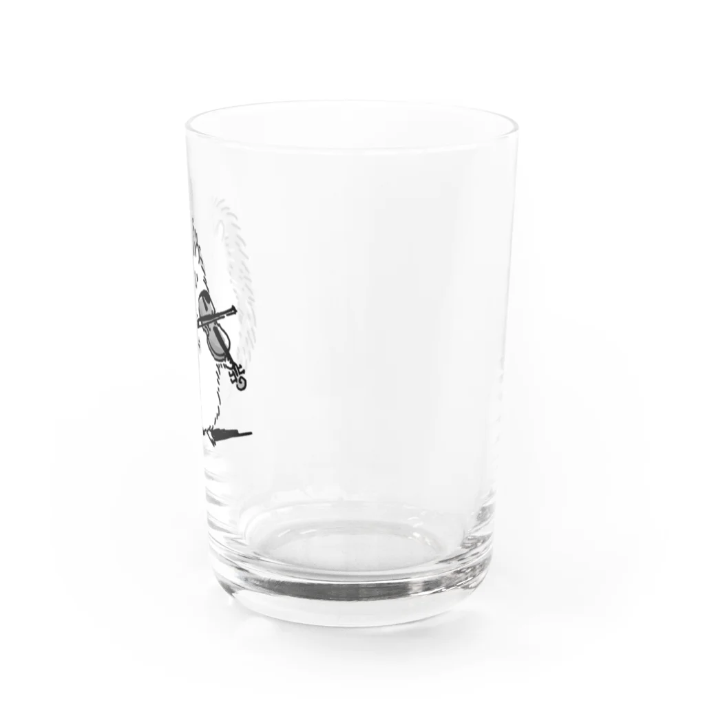 ハリネズミと楽器のハリネズミとヴァイオリン モノクロ Water Glass :right