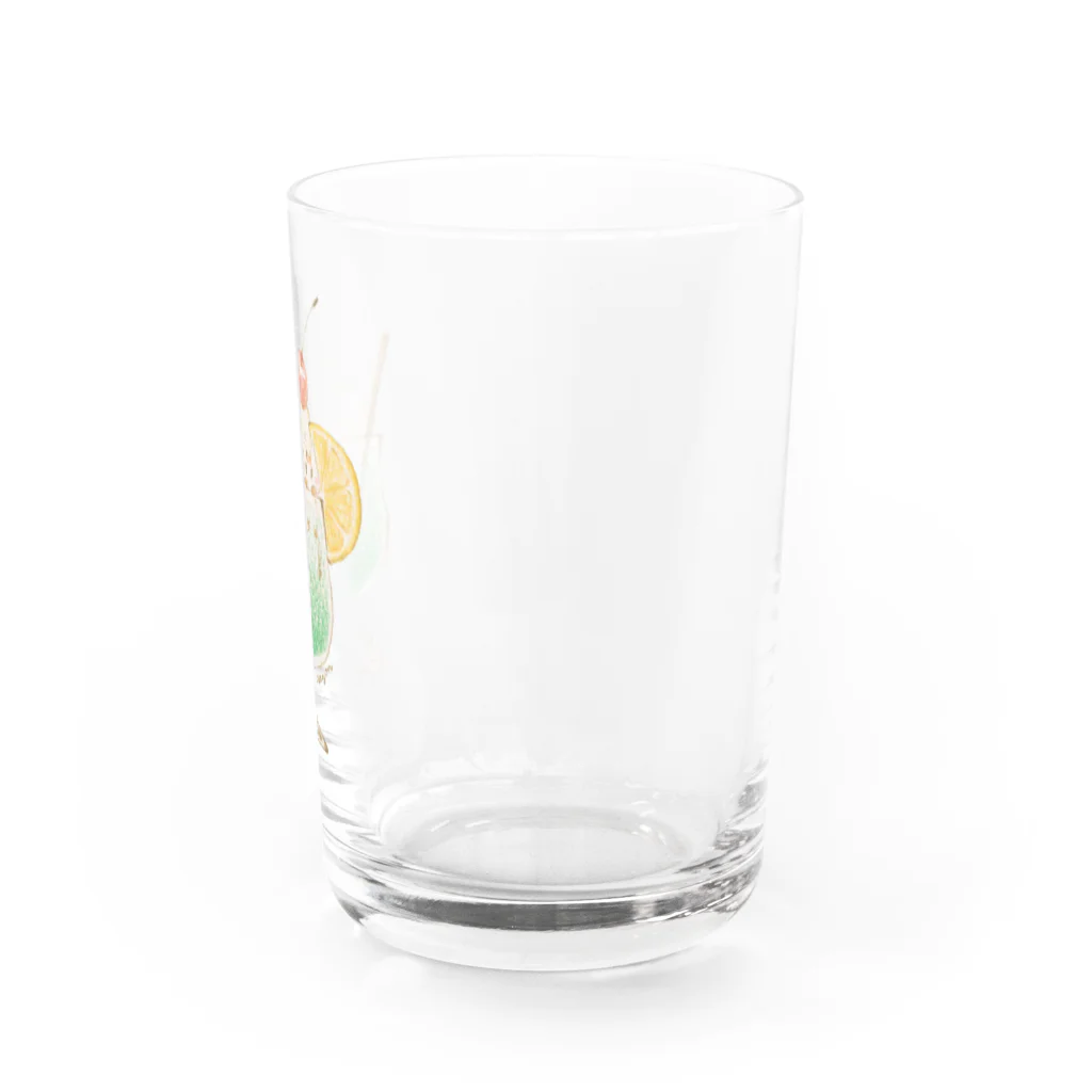 くれよんのらくがきのクリームソーダにゃんこ Water Glass :right