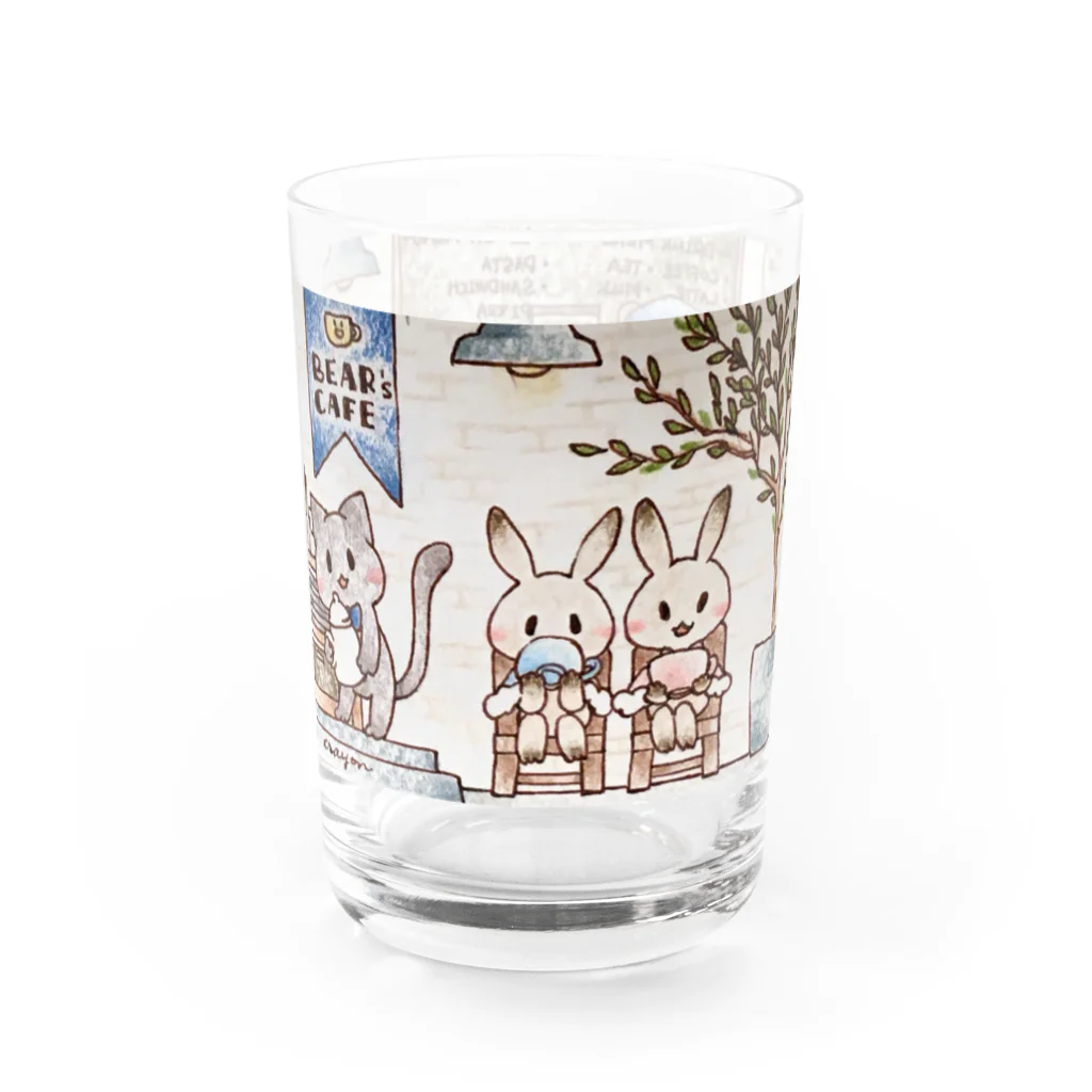 くれよんのらくがきのBear’s cafe の仲間たち Water Glass :right