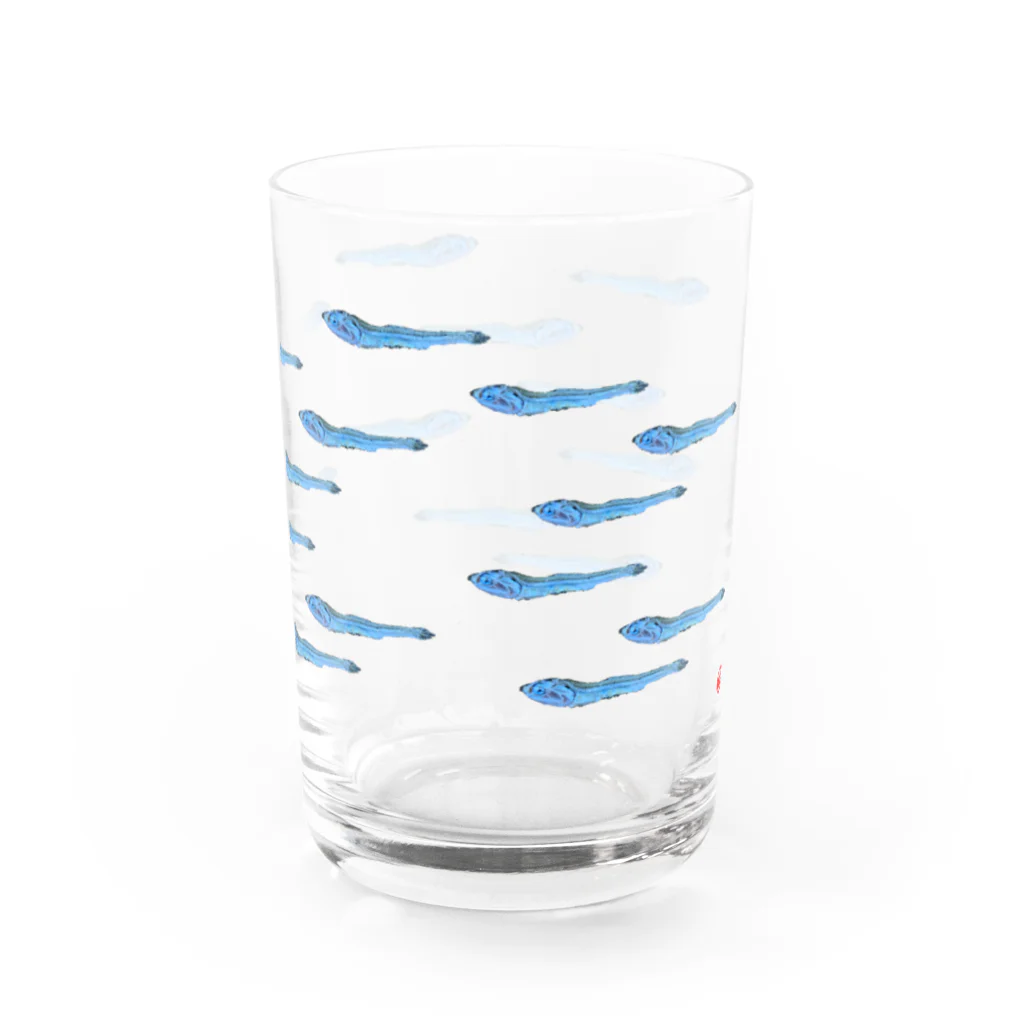 きたぽよグッズショップ【ぽよ劇場のグッズ屋さん】のにぼしのにぼ〜フル魚群〜 Water Glass :right