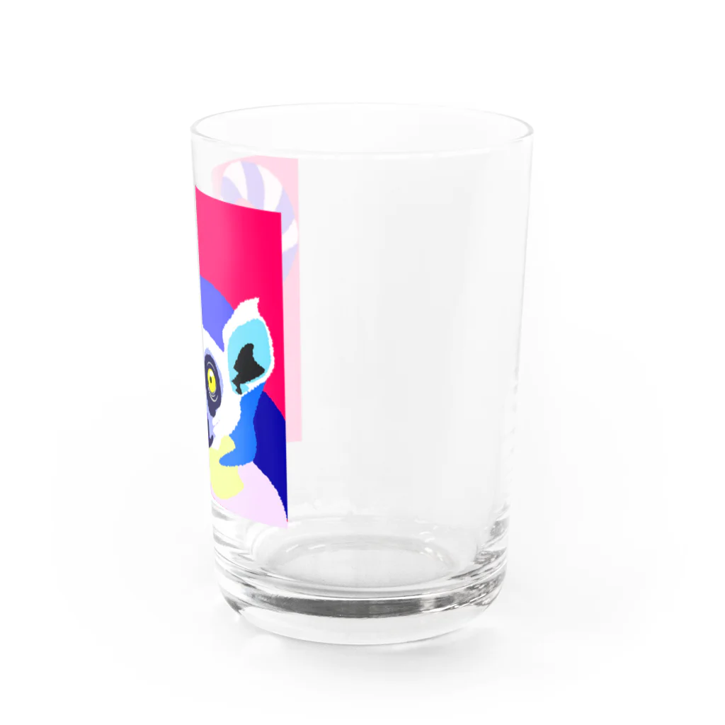 おさるのお店のワオキツネザル　ビビットver Water Glass :right