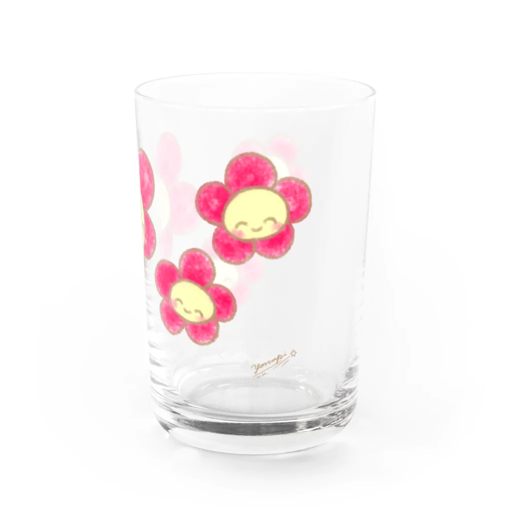 ようなぴしょっぴんぐまーとのにこにこフラワー赤 Water Glass :right