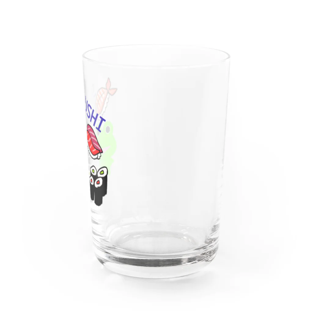 みらケロのお寿司を楽しむカエルくん Water Glass :right