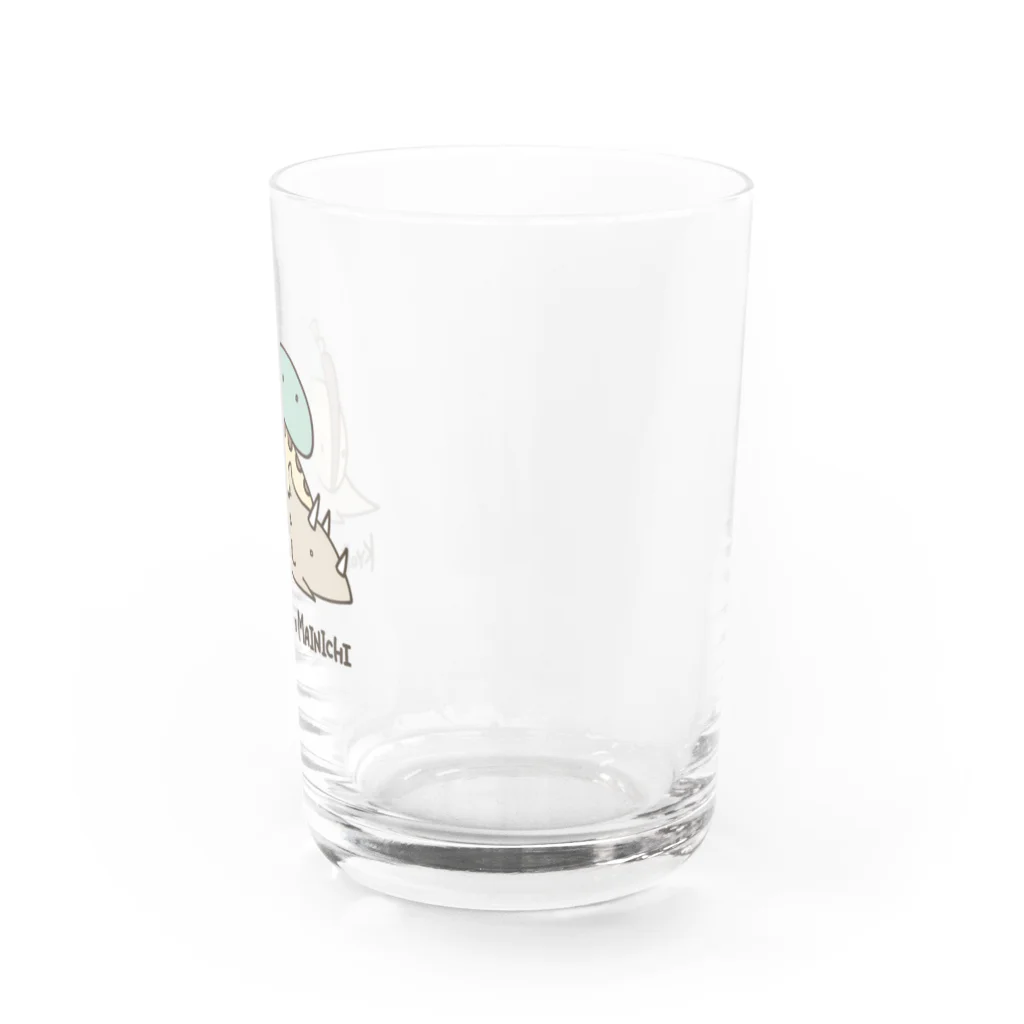 K.Sasara 公式キャラクターショップの恐竜のいる毎日（おつかれさま） Water Glass :right