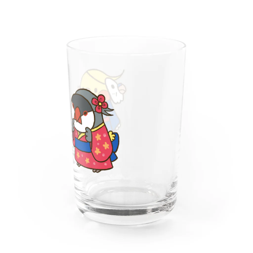 ほほらら工房 SUZURI支店のオカメカップルの縁日デート Water Glass :right