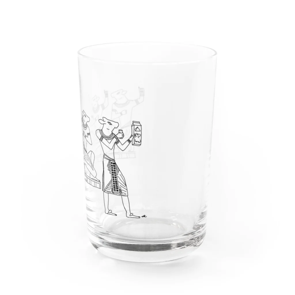 牛好きのための牛グッズの牛(エジプト壁画風) Water Glass :right