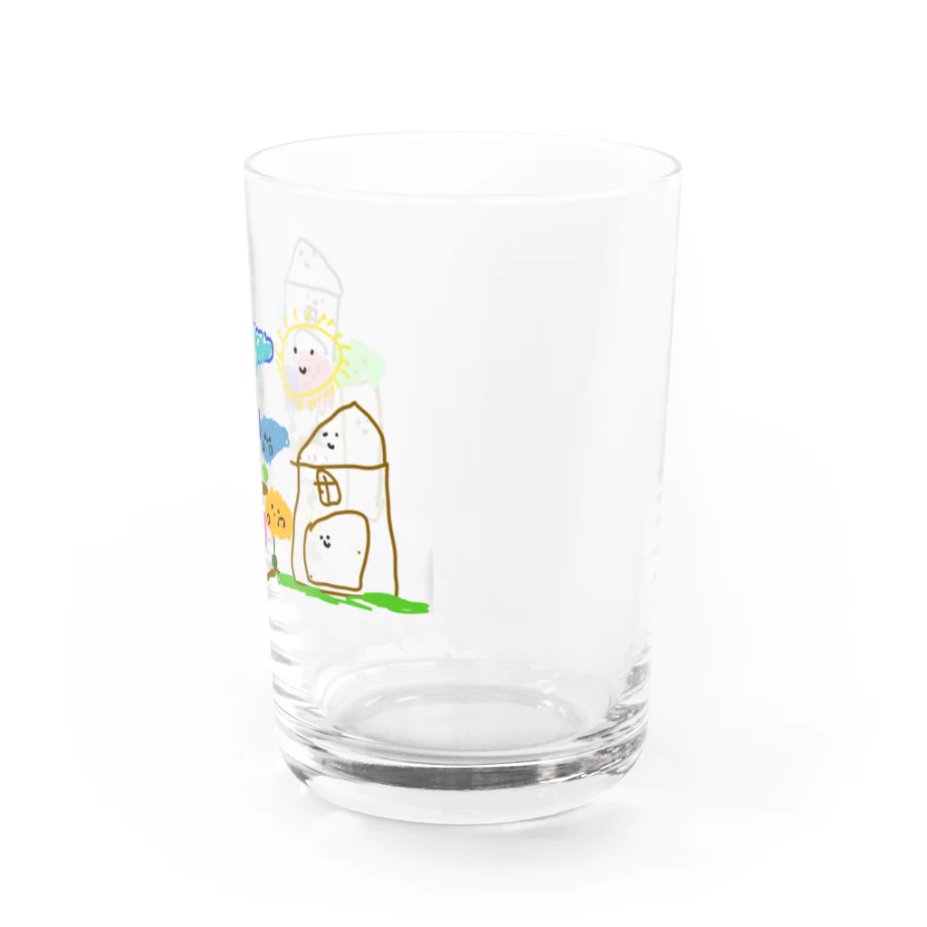 ジンベエザメがすきのお家さんと兄弟のお花さんたち Water Glass :right