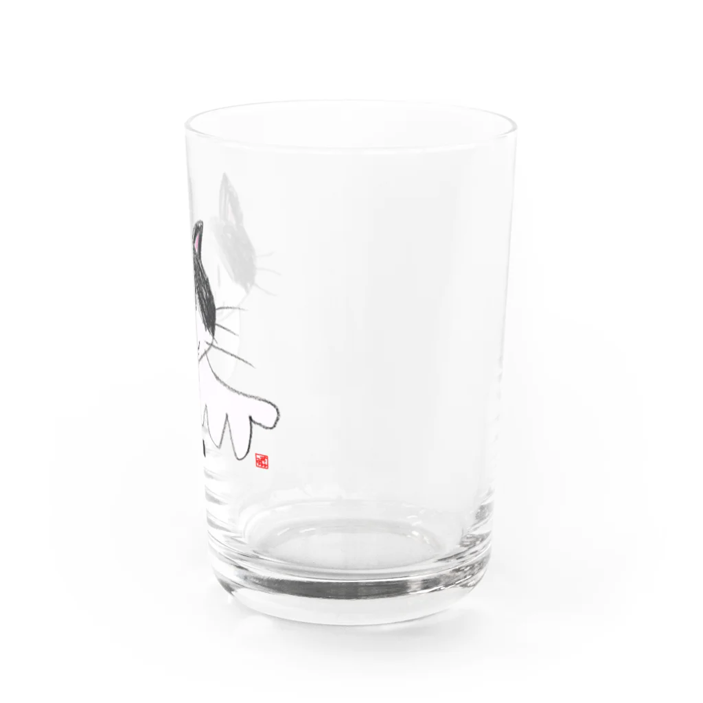 わらしな山猫堂のロン猫クレヨンイラストS Water Glass :right