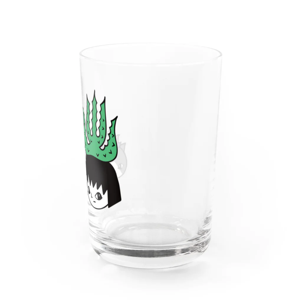 nanaqsaのアロエのアッちゃん隣にエケネコ Water Glass :right