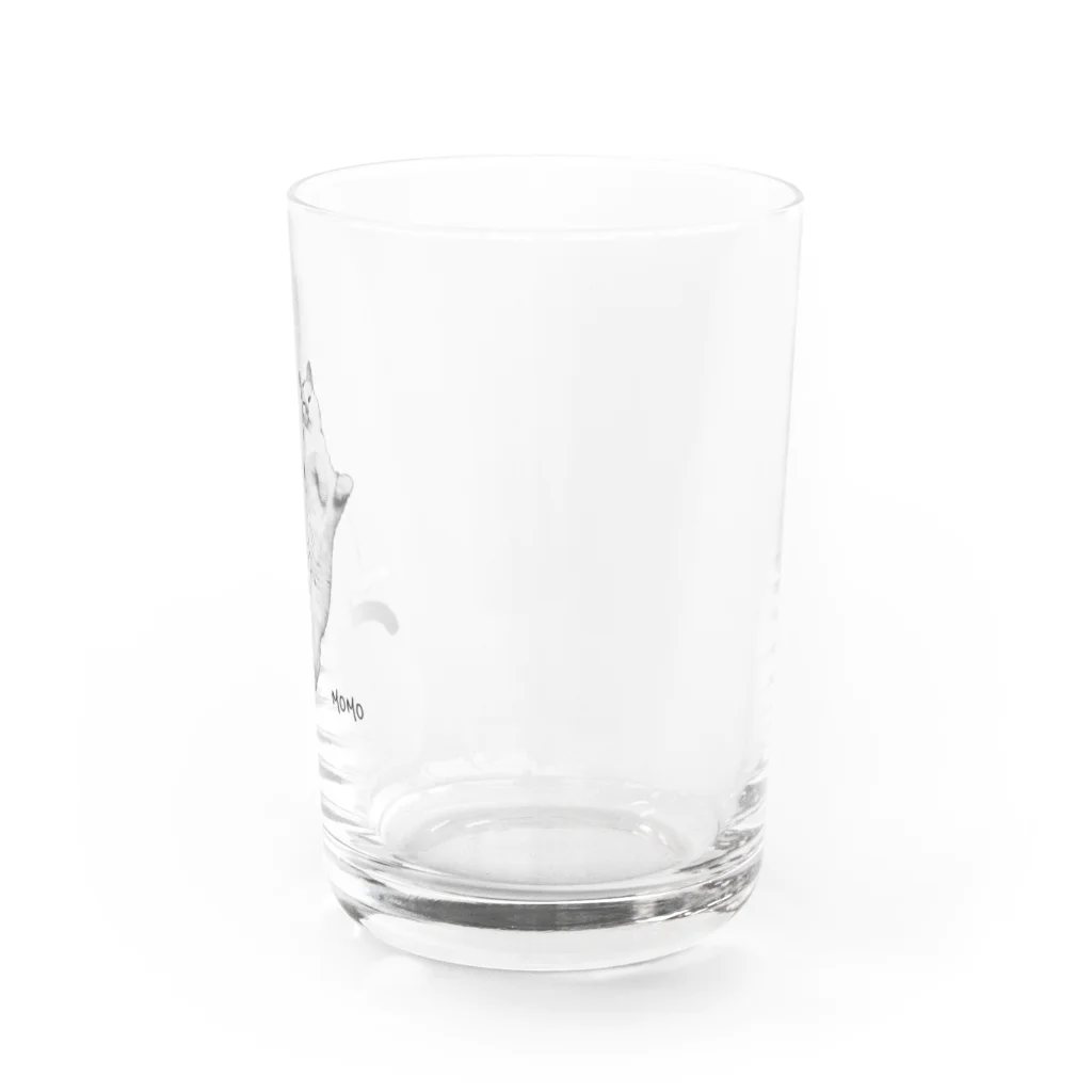 chiicoroのへそ天のモモ Water Glass :right