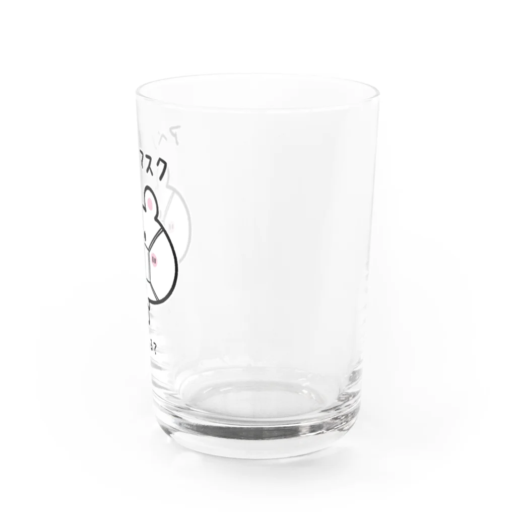 うさぎまるえkawaiishop のくまコロりん『アベノマスク使ってる？』 Water Glass :right