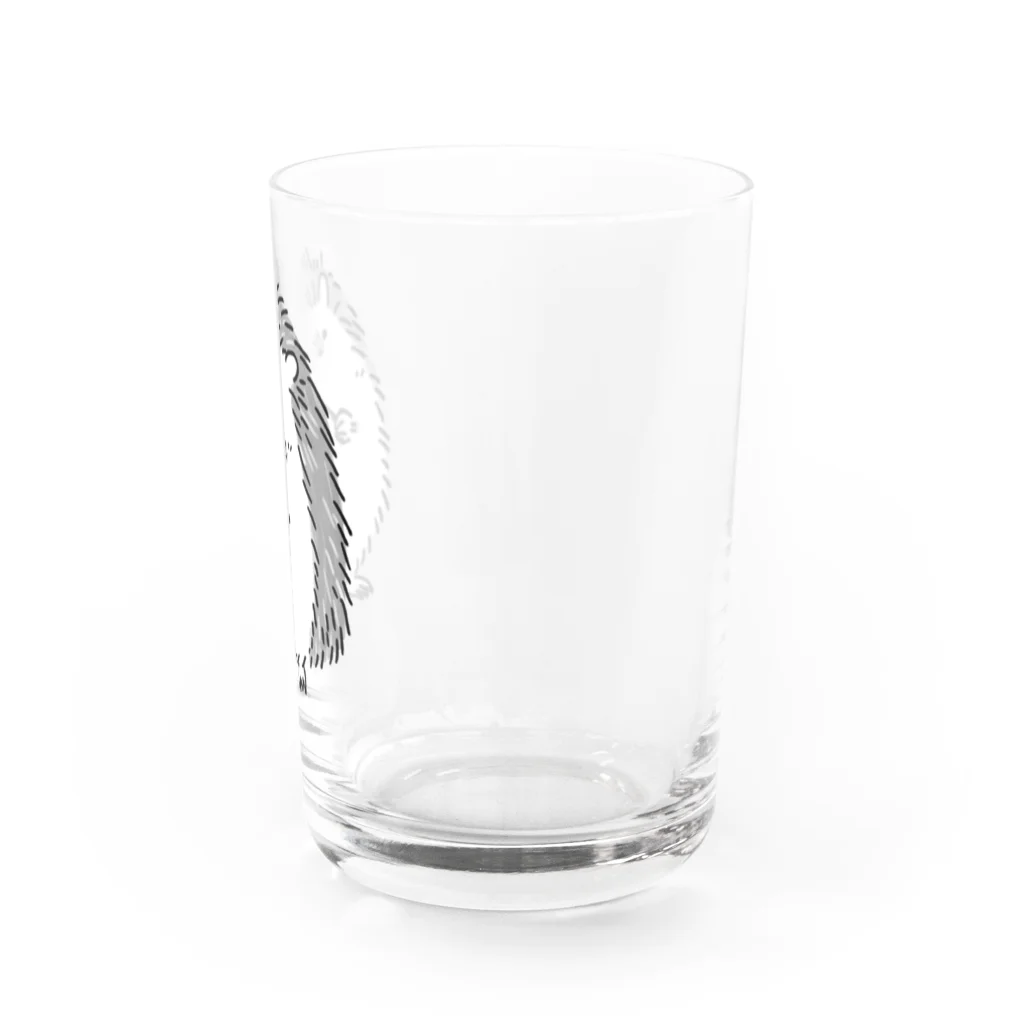 ハリネズミと楽器のハリネズミとトライアングル　モノクロ Water Glass :right