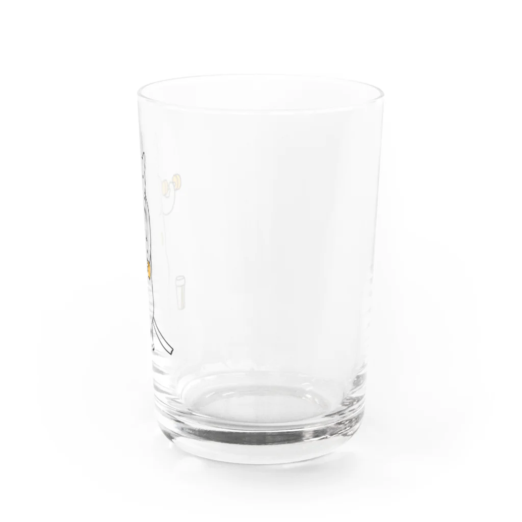 械海の巣ごもり猫とダンベルとプロテイン Water Glass :right