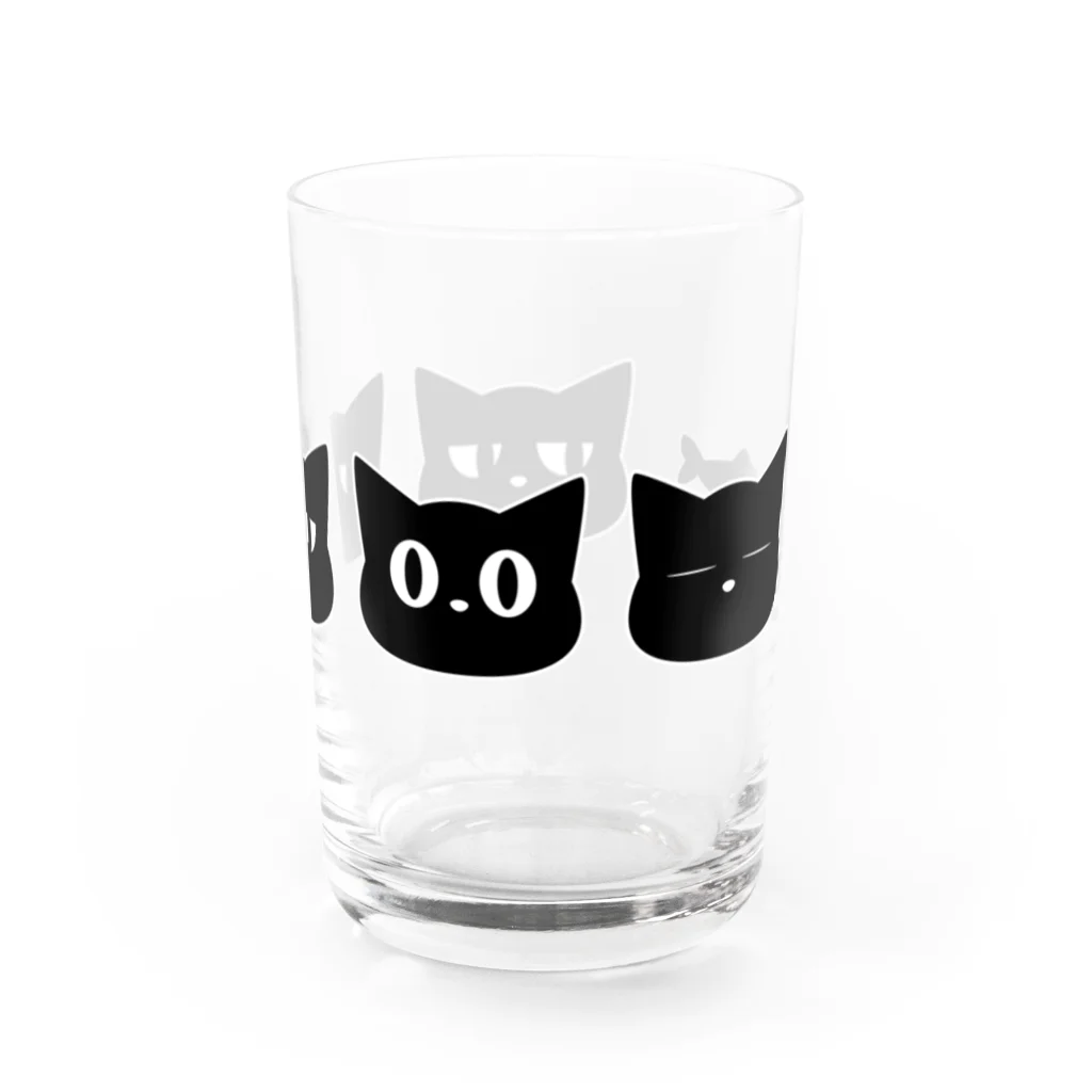 思う屋の黒猫4匹と魚 Water Glass :right