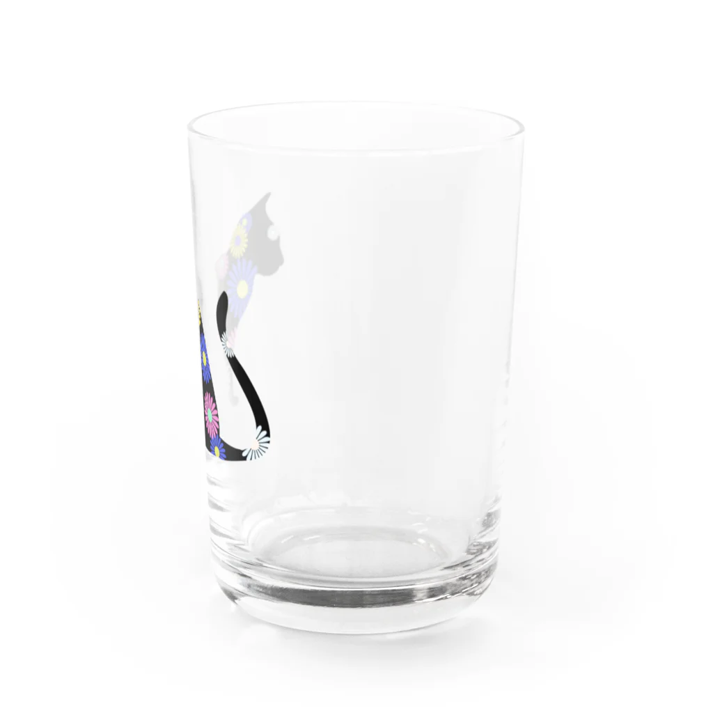 chicodeza by suzuriの花柄シルエット猫 Water Glass :right