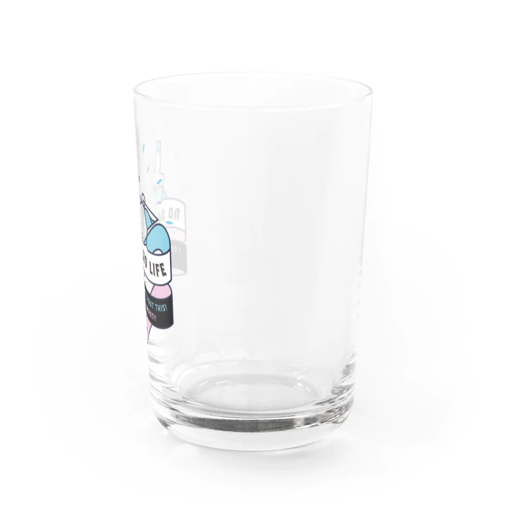 SANKAKU DESIGN STOREのNO SAKE NO LIFE。 レトロな青×赤 Water Glass :right