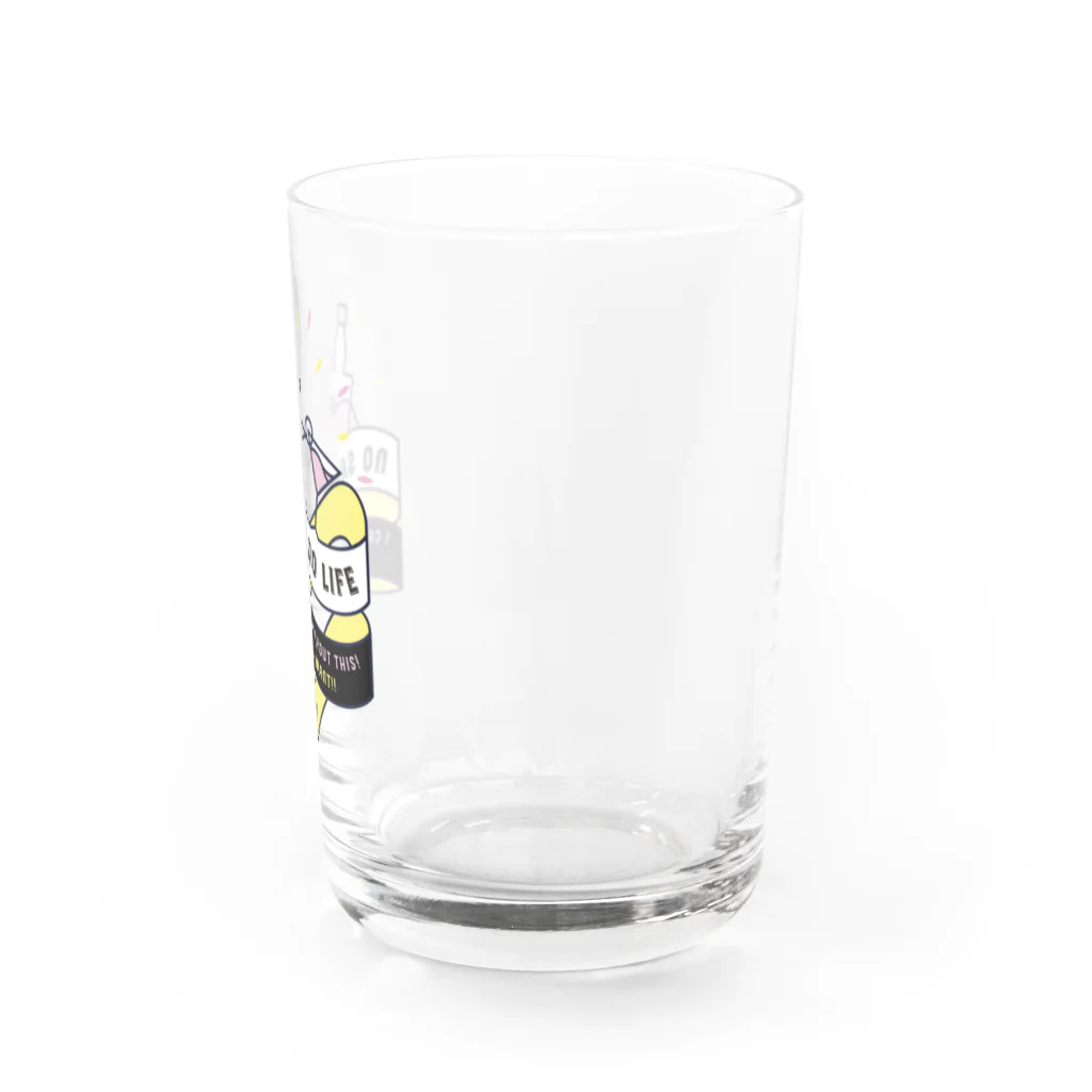 SANKAKU DESIGN STOREのNO SAKE NO LIFE。 レトロな赤×黄 Water Glass :right