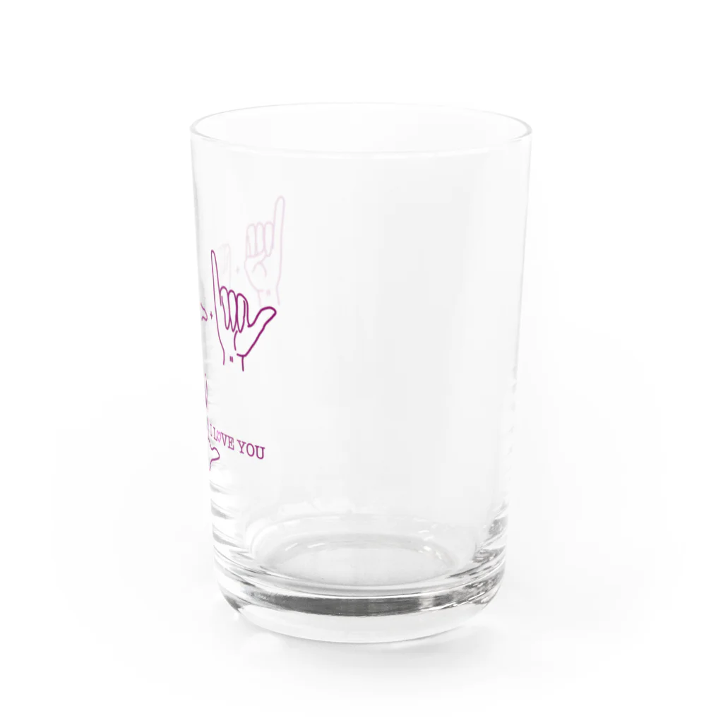 創作工房muccoの指文字:I LOVE YOU  Water Glass :right