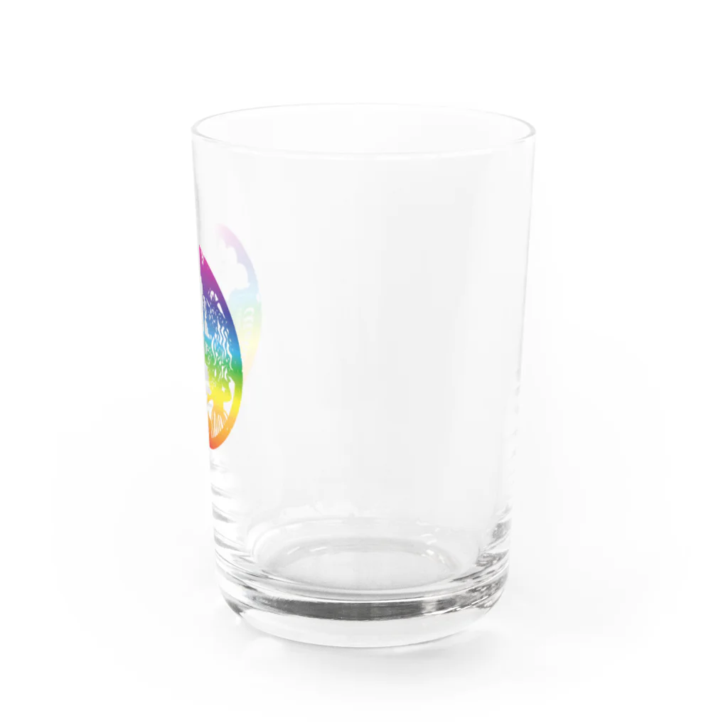 水色プリントのハワイ大好き！カネオヘのラカ  Water Glass :right