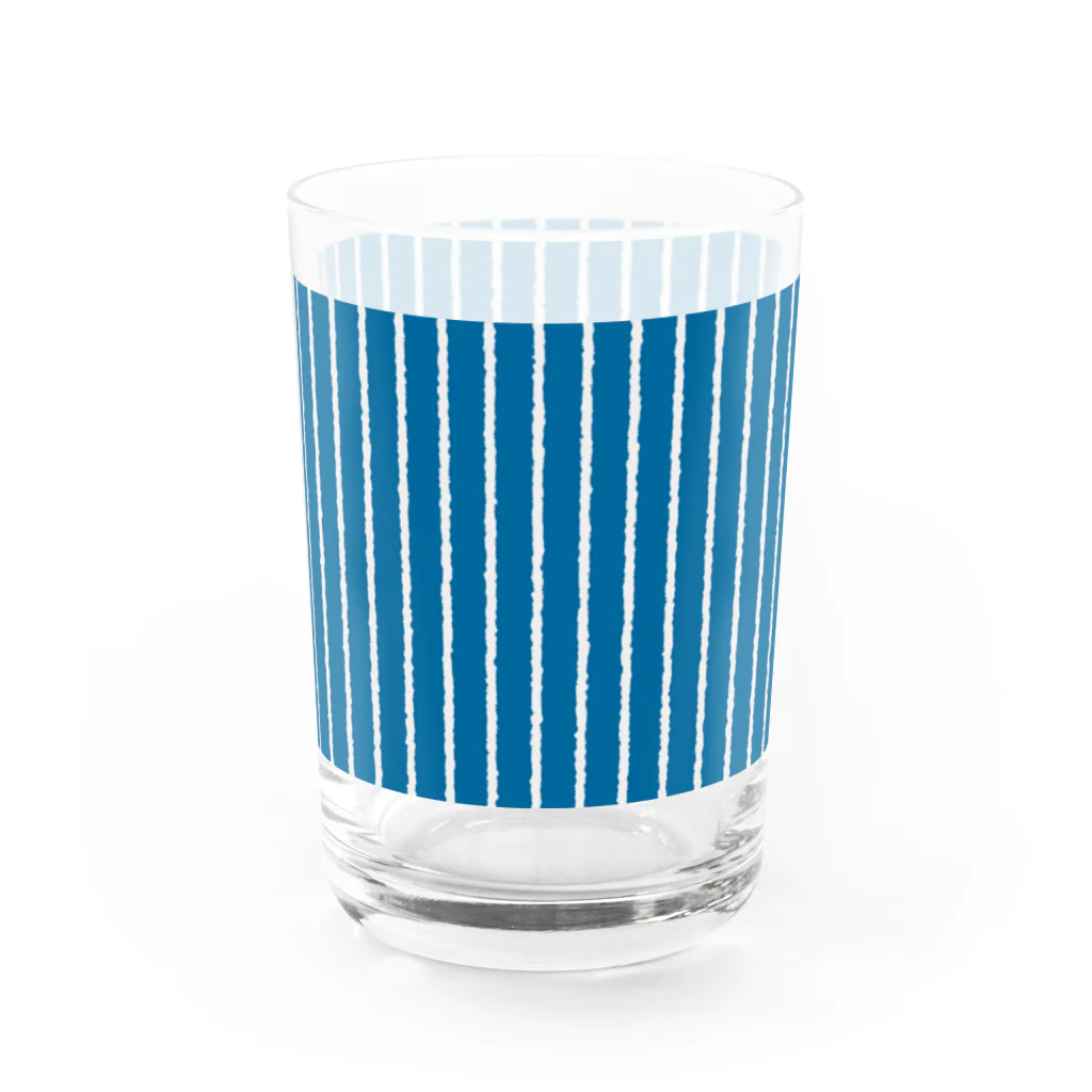 Planet Evansの青と白の縦縞 Water Glass :right