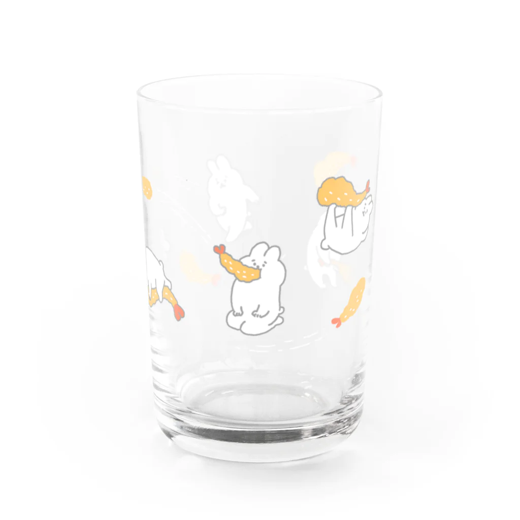 ふるえるとりのうさぎとエビフライが飛び交うグラス Water Glass :right