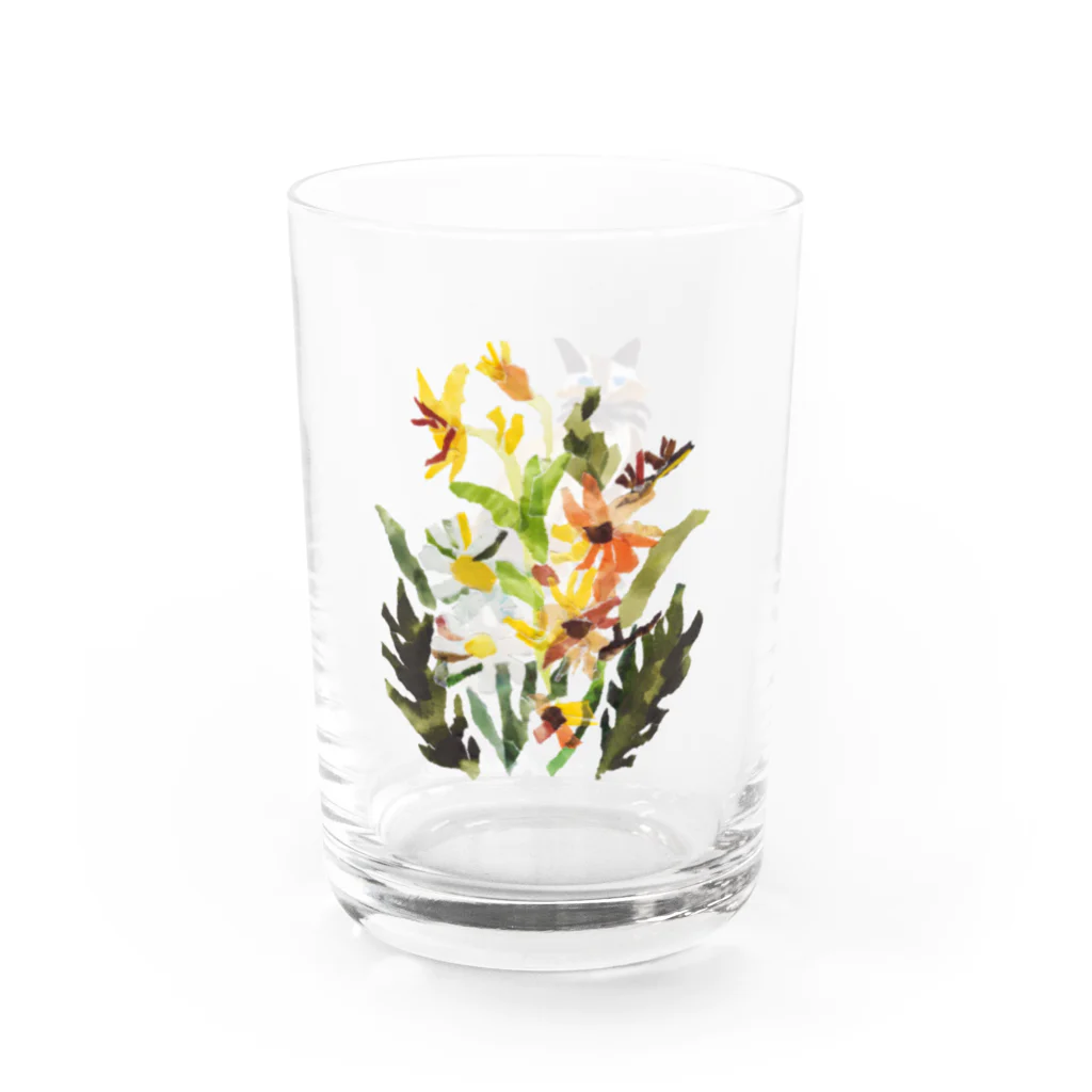 のばら（NOBARA）のお花とシャム猫のコップ グラス右面
