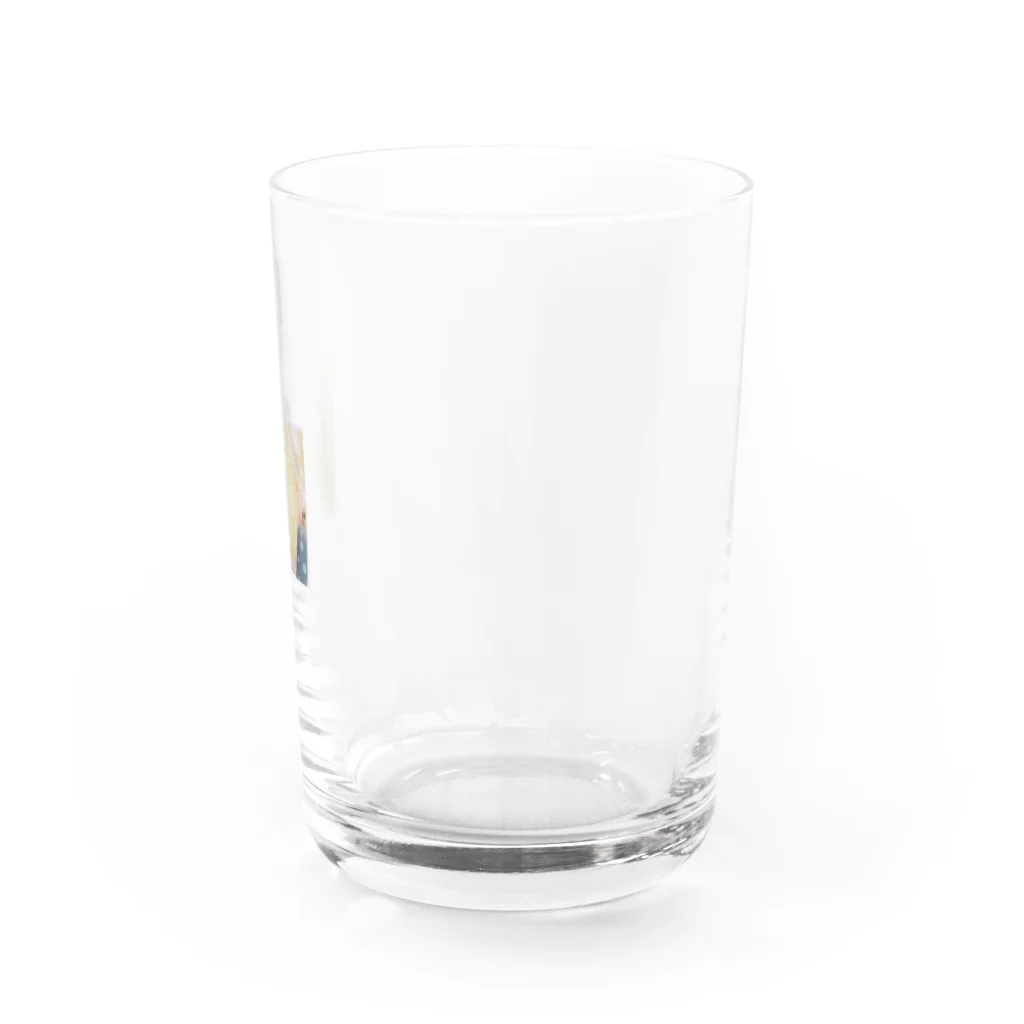 虹色の華の富士山と祈り Water Glass :right