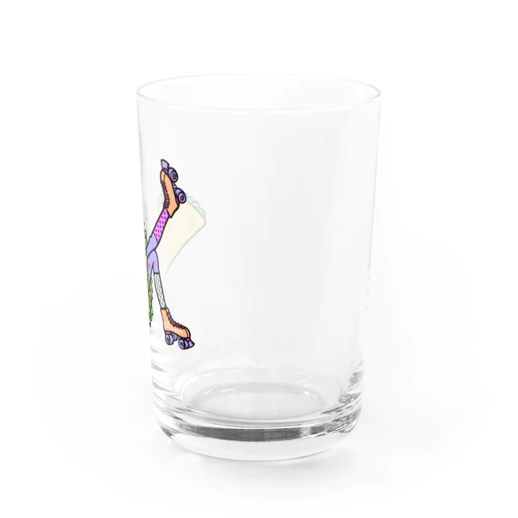 Mieko_Kawasakiのタコス　ローラースケート　ガール  TACOS ROLLER GIRL DOT 水玉　ドット　Tacos Rollerskate Rainbow Water Glass :right