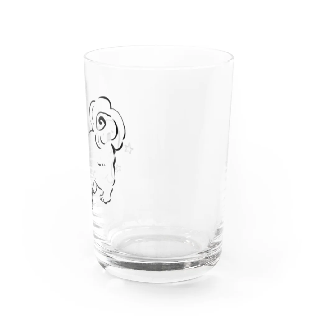 ホワイト&ビスケットのペキニーズのばにらちゃん Water Glass :right