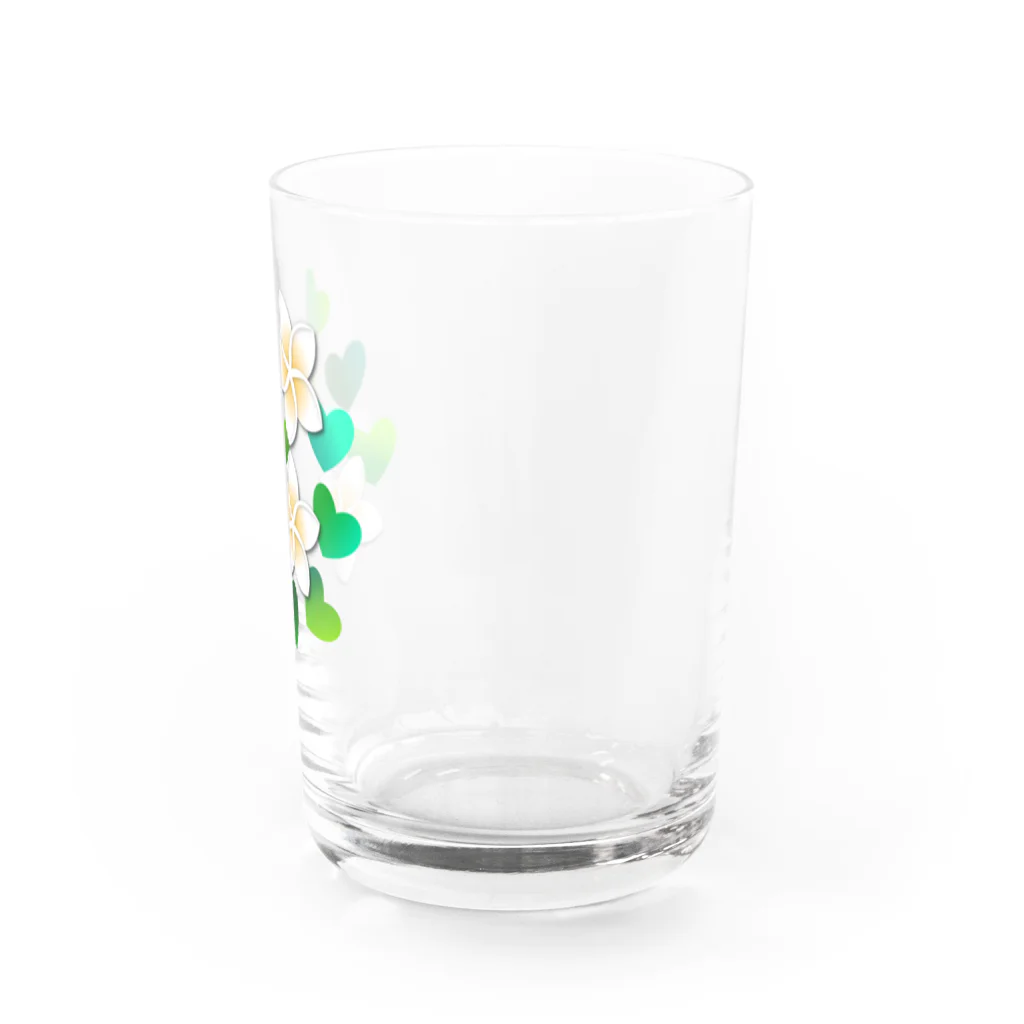 あきじあまみぃのプルメリアと緑のハート Water Glass :right