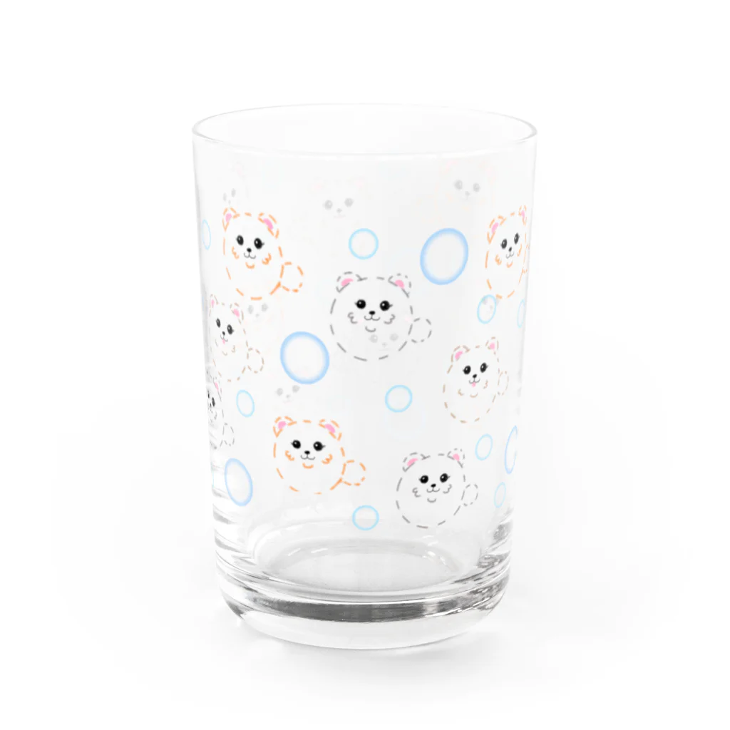 からっぽのオーブンの極限まで丸いポメラニアン・クリアドット Water Glass :right