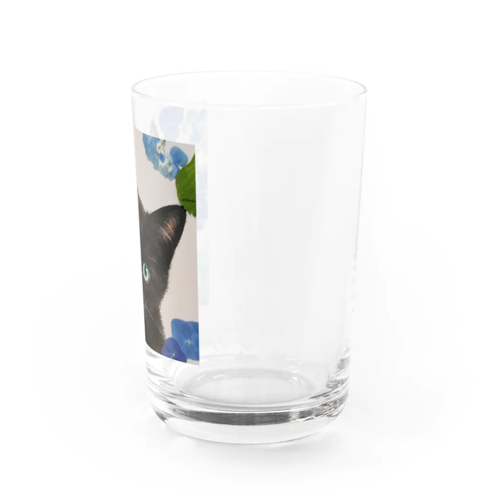 おちょぴの紫陽花とくろねこ Water Glass :right