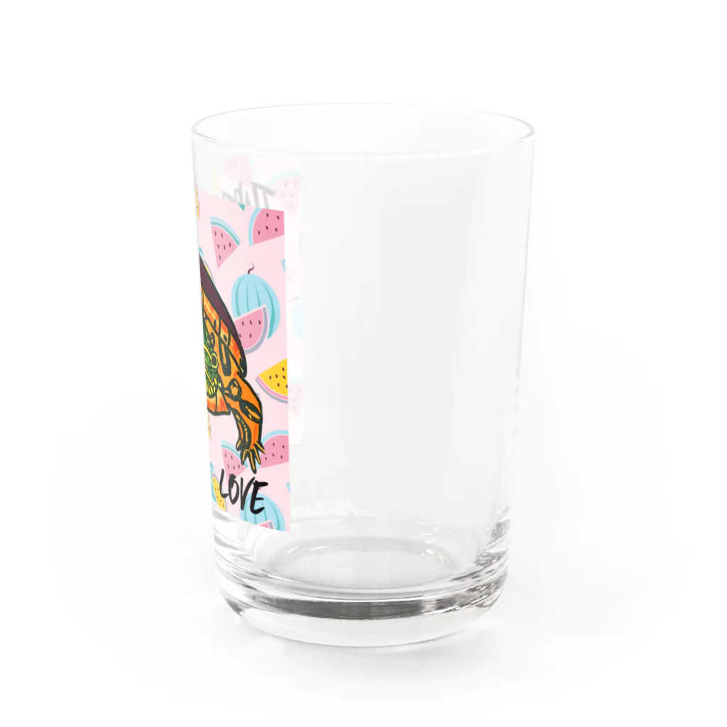 316(MIHIRO)のアカセスジガメちゃん カラフル Water Glass :right