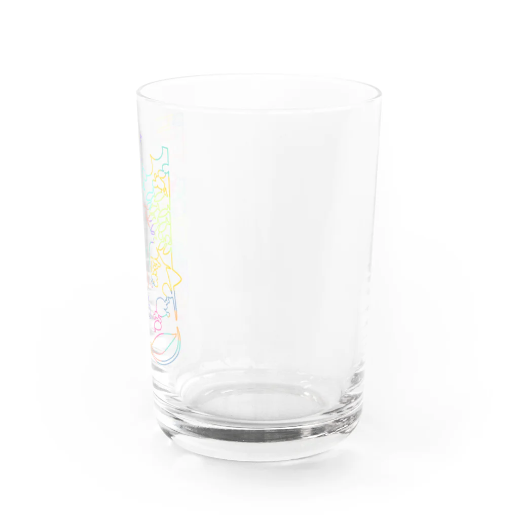 blanco_blancoのひとふでの海（ネオン） グラス右面