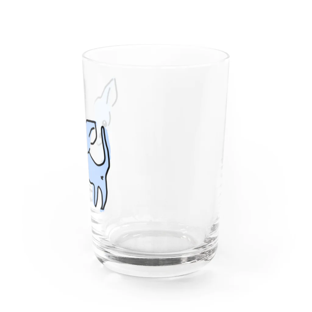 akane_art（茜音工房）のゆるチワワ（ブルー） Water Glass :right