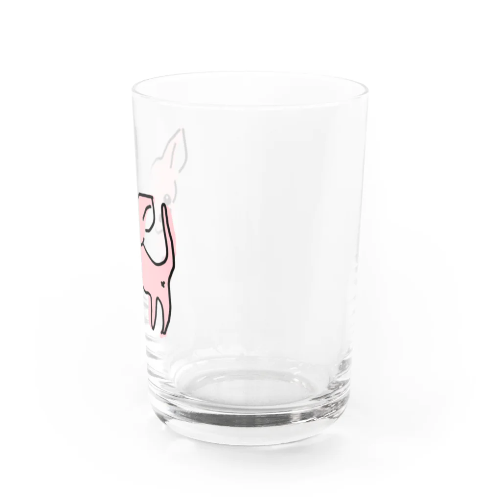 akane_art（茜音工房）のゆるチワワ（ピンク） Water Glass :right