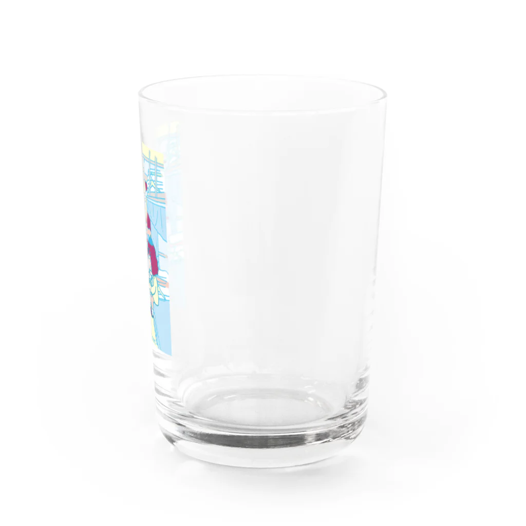 やすこーん（YASCORN）鉄道の鉄道：開放寝台＋駅弁＋YASCORN（水色） Water Glass :right